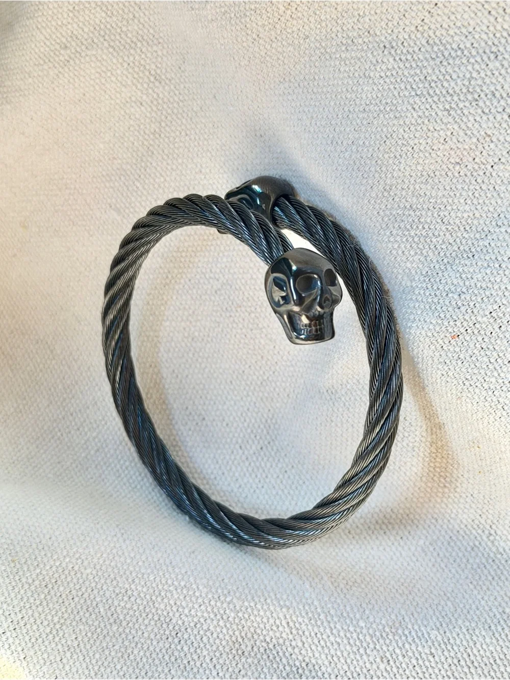 Black Skull Cable Cuff Bracelet